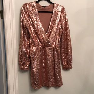 Rose gold sequin sparkle New Years dress cocktail